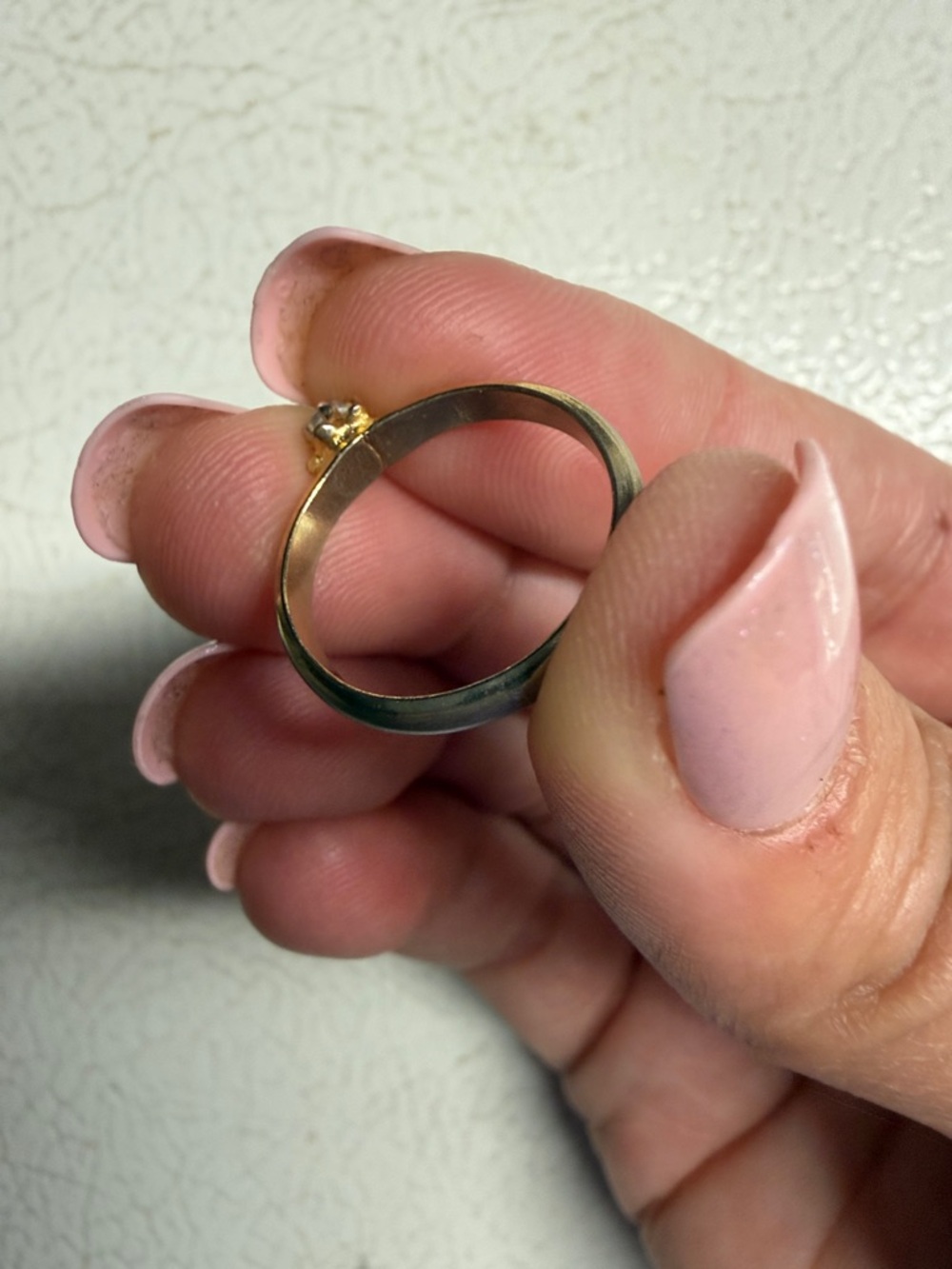 Vintage Gold Solitaire Ring with Clear Stone - Picture 7 of 9